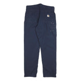 CARHARTT Mens Cotton Blend Navy Relaxed Straight Trousers W36 L32 Workwear Zip