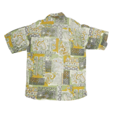 Mens Green & Yellow Patterned Cotton Blend Shirt M Casual Short Sleeve Button