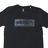 ADIDAS Mens Black Cotton Blend T-Shirt M Short Sleeve Crew Neck Logo Print