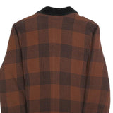 Womens Brown Check Button Jacket L Plaid Classic Retro Stylish Outerwear