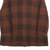 Womens Brown Check Button Jacket L Plaid Classic Retro Stylish Outerwear