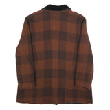 Womens Brown Check Button Jacket L Plaid Classic Retro Stylish Outerwear