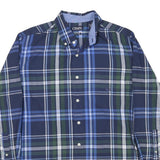 CHAPS Mens Blue & Green Check Shirt M Button Down Collar Long Sleeve Classic Fit
