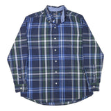 CHAPS Mens Blue & Green Check Shirt M Button Down Collar Long Sleeve Classic Fit