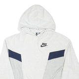 NIKE Womens White & Navy Pullover Hoodie M Cotton Blend Sportswear Sweatshirt