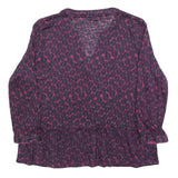 WHITE STUFF Womens Purple Printed Long Sleeve V-Neck Blouse UK 14 Cotton Blend