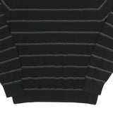TOMMY HILFIGER Mens Black & Grey Striped Pattern Cotton Jumper V-Neck Basic Knit