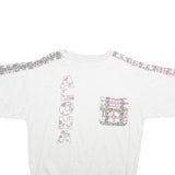 Mens White Sweatshirt XL Cotton Blend Crew Neck Short Sleeve Graphic Print