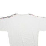 Mens White Sweatshirt XL Cotton Blend Crew Neck Short Sleeve Graphic Print