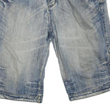 Mens Denim Blue Casual Cotton Blend Shorts L W38 Button Fly Pocketed
