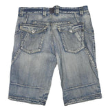 Mens Denim Blue Casual Cotton Blend Shorts L W38 Button Fly Pocketed