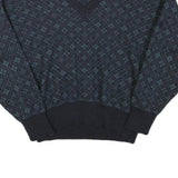 MARZ Womens Blue Patterned V-Neck Wool Jumper XS Knitwear