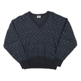 MARZ Womens Blue Patterned V-Neck Wool Jumper XS Knitwear