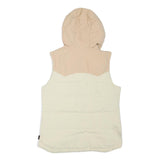 PATAGONIA Womens Beige Cream Puffer Jacket M Polyester Blend Hooded Zip Vest