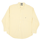 NAUTICA Mens Yellow & White Cotton Blend Shirt XL Classic Fit Long Sleeve Casual