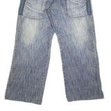 T2X Mens Regular Fit Blue Denim Straight Cotton Blend Jeans W32 L28 Zipped Cargo