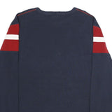 NAUTICA Mens Navy & Red Plain Crew Neck Basic Knit Jumper 2XL Cotton Casual
