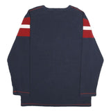 NAUTICA Mens Navy & Red Plain Crew Neck Basic Knit Jumper 2XL Cotton Casual