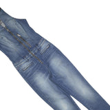 GUESS Womens Blue Denim Playsuit XS Zip Front Slim Fit Casual