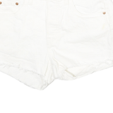LEVI'S Womens Shorts White Raw Edge M W26 Cotton Blend Casual