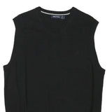 NAUTICA Mens Black Plain V-Neck Basic Knit M Sleeveless Cotton Blend Jumper Vest