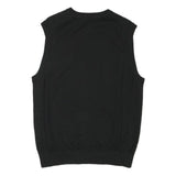 NAUTICA Mens Black Plain V-Neck Basic Knit M Sleeveless Cotton Blend Jumper Vest