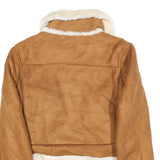 CHARLOTTE RUSSE Womens Brown Faux Shearling Zip Jacket M Polyester Blend