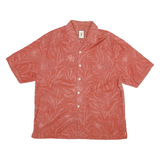 JAMAICA JAXX Mens Red Cotton Blend Shirt L Tropical Palm Leaf Print Casual