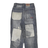 EONTO Mens Regular Fit Denim Blue W28 L29 Patchwork Zip Closure Jeans