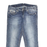 VIGOSS Womens Jeans Blue Regular Straight Denim Light W34 L24 Embroidered