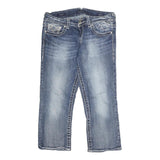 VIGOSS Womens Jeans Blue Regular Straight Denim Light W34 L24 Embroidered