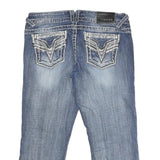 VIGOSS Womens Jeans Blue Regular Straight Denim Light W34 L24 Embroidered