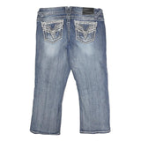 VIGOSS Womens Jeans Blue Regular Straight Denim Light W34 L24 Embroidered