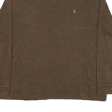 POLO RALPH LAUREN Mens Brown Cotton Blend Plain Half Zip Jumper 2XL Pullover