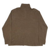 POLO RALPH LAUREN Mens Brown Cotton Blend Plain Half Zip Jumper 2XL Pullover
