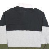 CHAMPION REVERSE WEAVE Mens Black & Grey & Green Long Sleeve Colourblock Polo