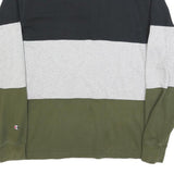 CHAMPION REVERSE WEAVE Mens Black & Grey & Green Long Sleeve Colourblock Polo