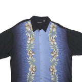 PIERRE CARDIN Mens Blue & Black Rayon Shirt 2XL Floral Print Vacation Relaxed