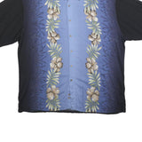 PIERRE CARDIN Mens Blue & Black Rayon Shirt 2XL Floral Print Vacation Relaxed
