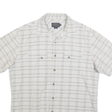 PENDLETON Mens White & Grey Check Shirt L Cotton Blend Short Sleeve Casual