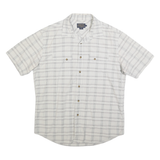 PENDLETON Mens White & Grey Check Shirt L Cotton Blend Short Sleeve Casual
