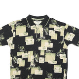 BAMBOO CAY Mens Black & Green Printed Short Sleeve Polo Shirt XL Cotton Blend
