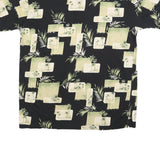BAMBOO CAY Mens Black & Green Printed Short Sleeve Polo Shirt XL Cotton Blend