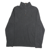 POLO RALPH LAUREN Mens Grey Pullover Plain Crew Neck Basic Knit Jumper L Cotton