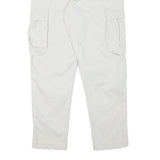 ZARA Mens Cotton Blend White Relaxed Cargo Trousers W30 L29 Casual Zip Closure