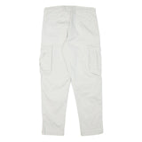 ZARA Mens Cotton Blend White Relaxed Cargo Trousers W30 L29 Casual Zip Closure