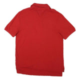 TOMMY HILFIGER Mens Red Polo Shirt Short Sleeve Logo Embroidered M Cotton Blend