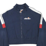 ELLESSE Womens Navy Blue & White Track Jacket L Cotton Blend Zip Crop