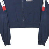 ELLESSE Womens Navy Blue & White Track Jacket L Cotton Blend Zip Crop