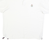 CHAPS Mens White Short Sleeve Plain Polo Shirt L Cotton Blend Classic Fit Button